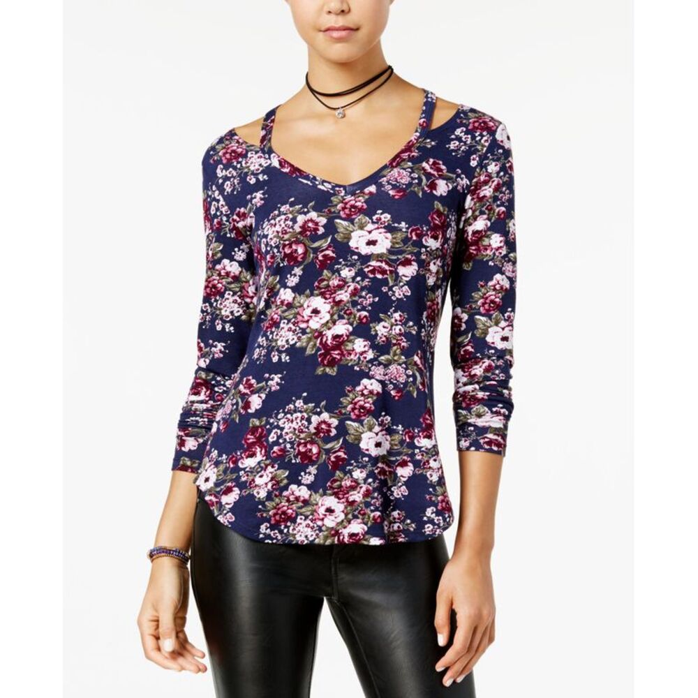 Ultra Flirt Juniors Printed Cutout Neck Top